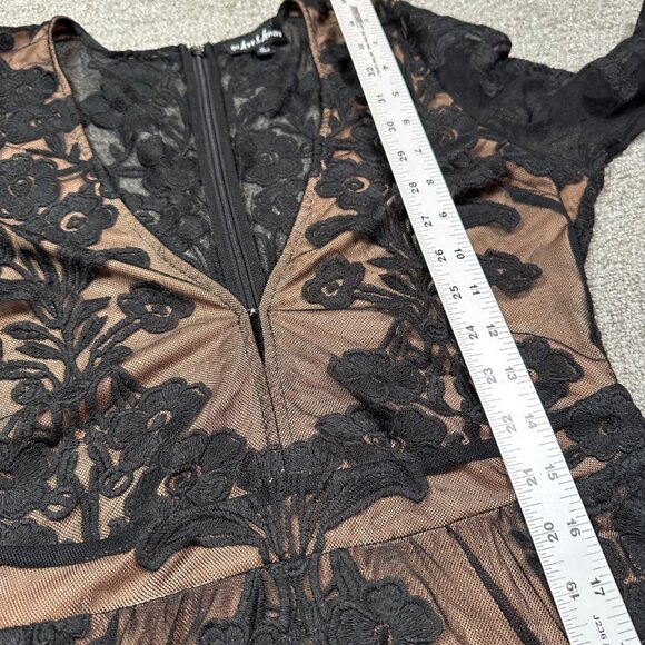 For Love & Lemons Temecula Mini Dress Lace Embroidered Black Dark Romantic Med - Picture 7 of 8